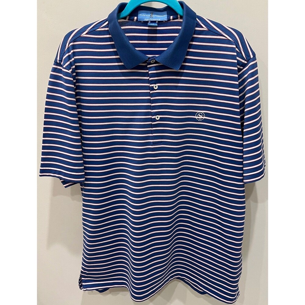 SKOKIE COUNTRY CLUB - Fairway & Greene Golf Shirt - Men's Size Large - Blue